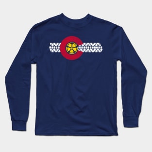 Bike Colorado State Flag Mountain Biking Art Gears Long Sleeve T-Shirt